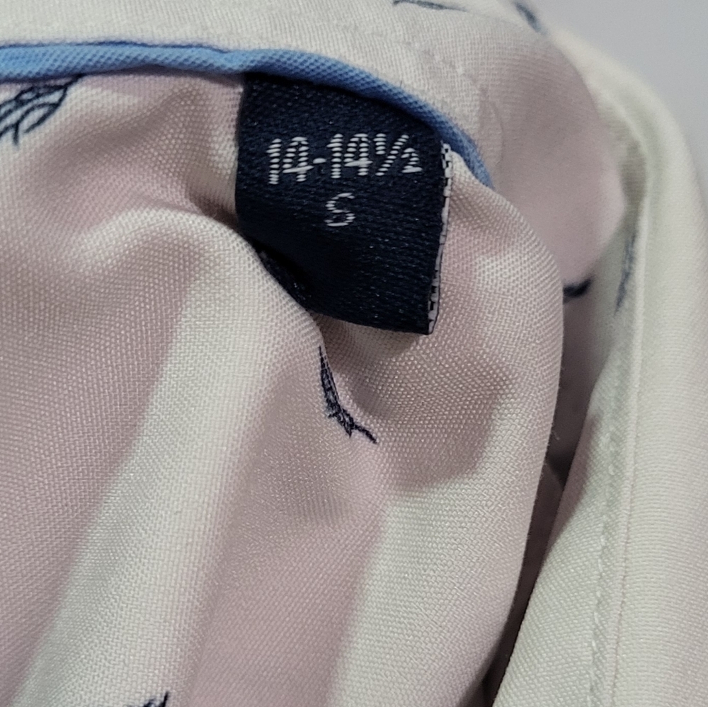 Nautica Men's White Leaf Print Short Sleeve Slim Fit Dress Shirt Small 14/14.5 - Picture 4 of 6